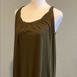Army Green Tank Maxi Dress with Slits, Size Small